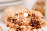 Chewy S’mores Chocolate Chip Cookies with Gooey Marshmallow