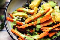 Maple Chipotle Sweet Potato and Plantain Burrito Bowls with Mojo