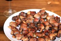 Bacon Wrapped Dates Stuffed with Blue Cheese and Almonds