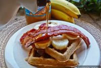 Peanut Butter Waffles with Bacon and Banana