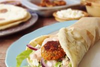 Red Lentil Koftas with Flatbread and Harissa Yogurt Sauce