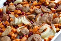 Sheet Pan Chicken Sausage with Cranberries