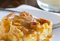 Eggnog Croissant Bread Pudding with Caramel Syrup
