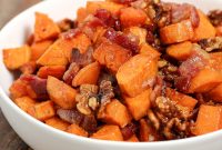Maple Roasted Sweet Potatoes with Bacon and Walnuts