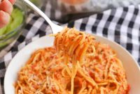 Creamy Tomato Chicken Spaghetti in the Slow Cooker