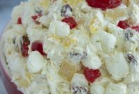 Fluffy Pineapple Salad with Marshmallows and Whipped Cream