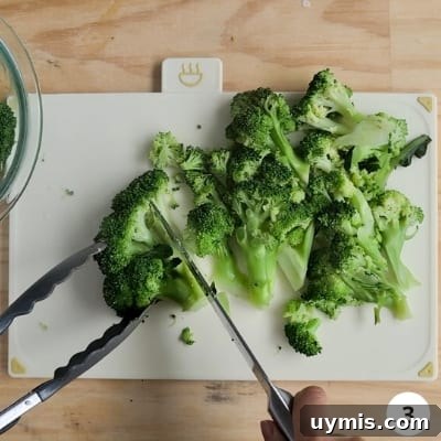 Light Chicken and Broccoli Pasta Recipe 6 Cooked broccoli cut into small florets with a knife