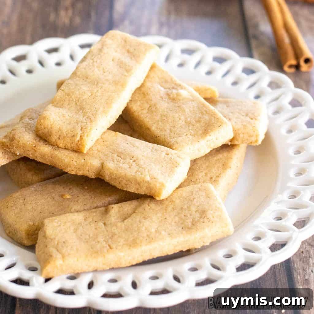 Cinnamon Shortbread Cookies Recipe 2 cinnamon shortbread cookies recipe on small decorative plate
