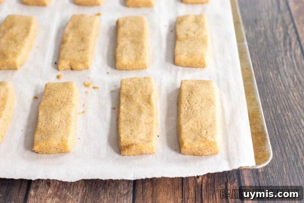 Cinnamon Shortbread Cookies Recipe 9 baked cookies on parchment