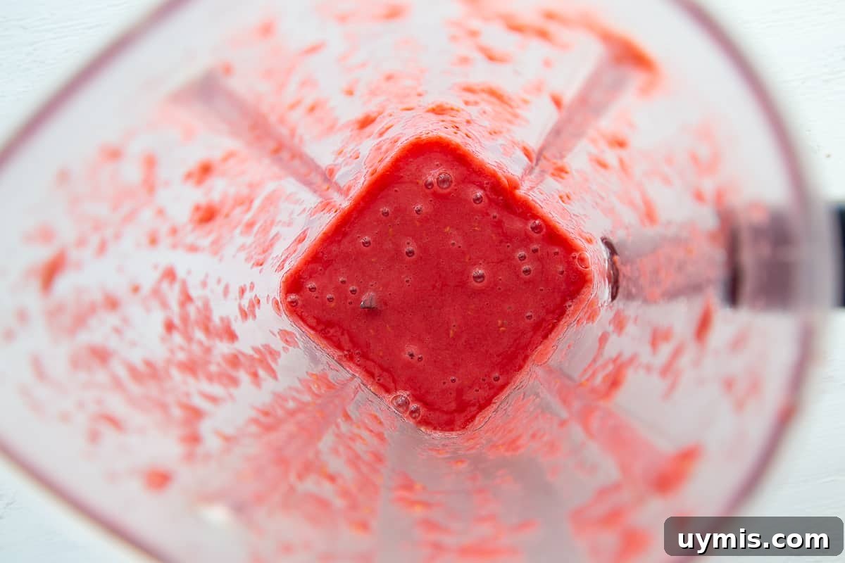 Two Ingredient Raspberry Lemonade Recipe 5 raspberry puree in a blender.