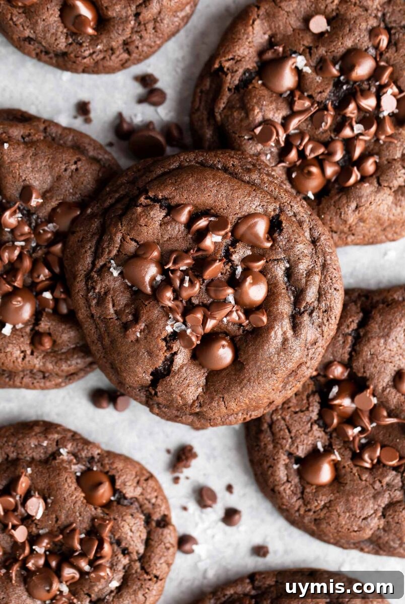 Double Chocolate Chip Cookies with Mini Chocolate Chips and Flaked Sea Salt