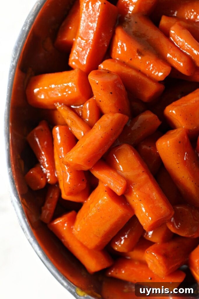 Brown Sugar Glazed Carrots in a silver bowl