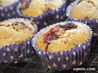 Blueberry Polenta Cupcakes - close up