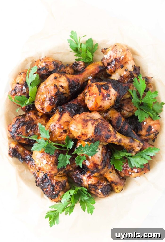 A bowl full of Beer Marinated Grilled Drumsticks