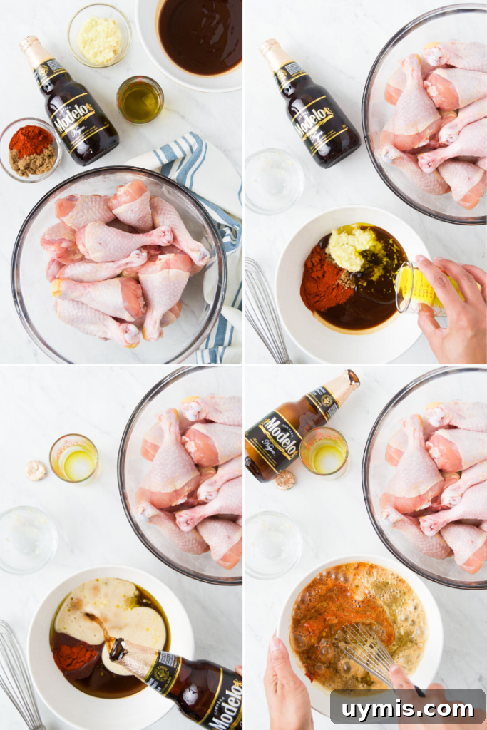 Step by step for making Beer Marinated Grilled Drumsticks