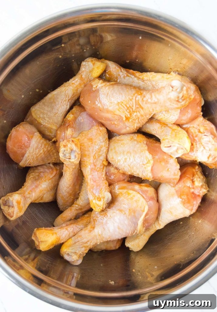 Beer marinated drumsticks ready for grilling