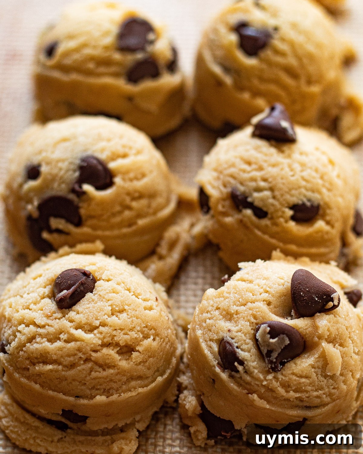 Chewy Dairy-Free Chocolate Chip Cookies 5 uncooked dairy free cookie dough