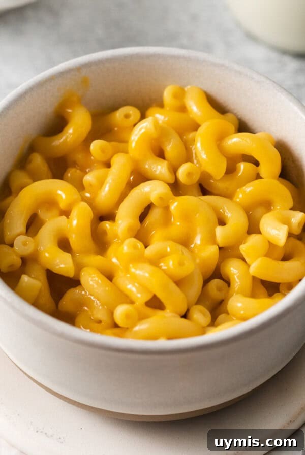 Copycat Panera Mac and Cheese Recipe 2 Macaroni and cheese in a white bowl.