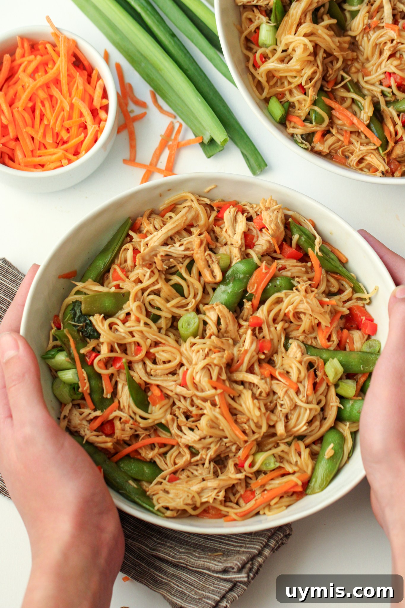 Gluten-free Chicken Ramen - An EASY family dinner that can be made in the Instant Pot or a slow cooker. Gluten-free, dairy-free, and naturally nut-free and egg-free. Can be a 30-minute meal!