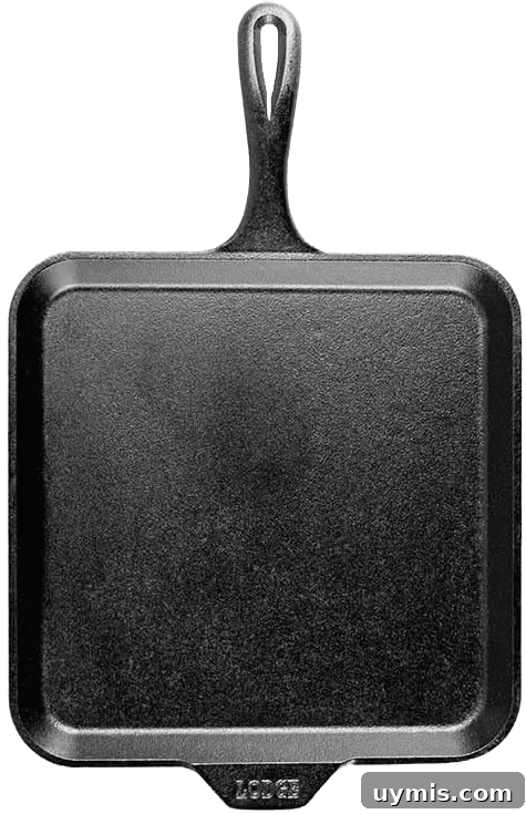 Smash Burger Recipe with Crispy Edges 4 Picture of a square cast iron pan.