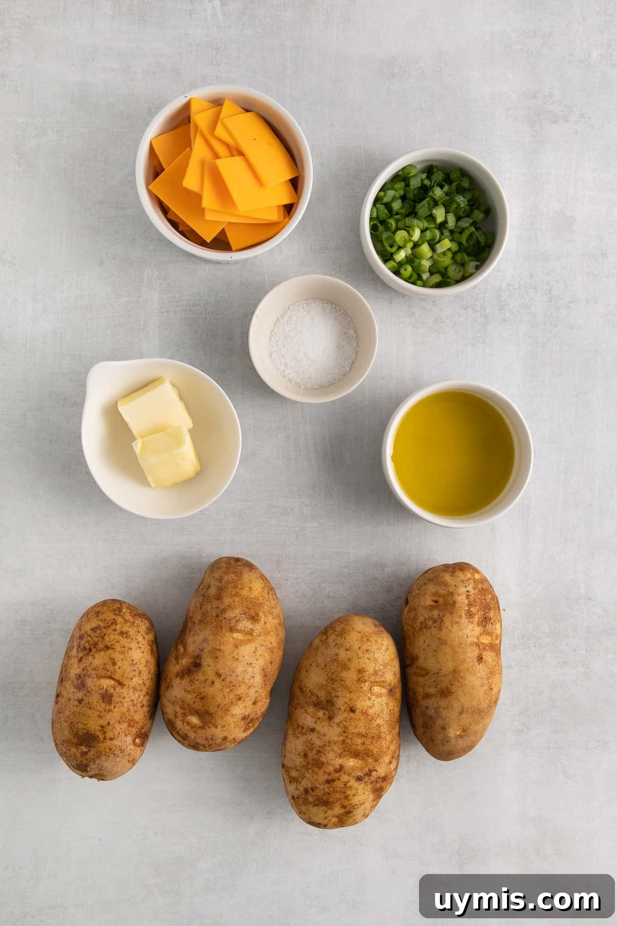 Ingredients for hasselback potatoes.