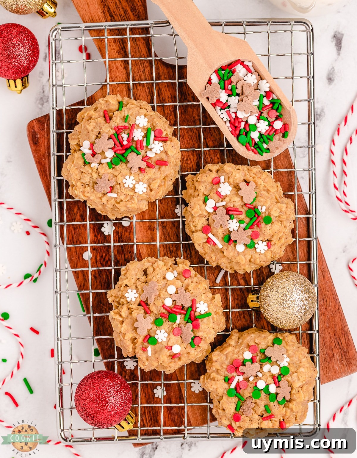 No-Bake Gingerbread Cookie Recipe: No Oven Needed 3 no bake gingerbread with Christmas sprinkles on top