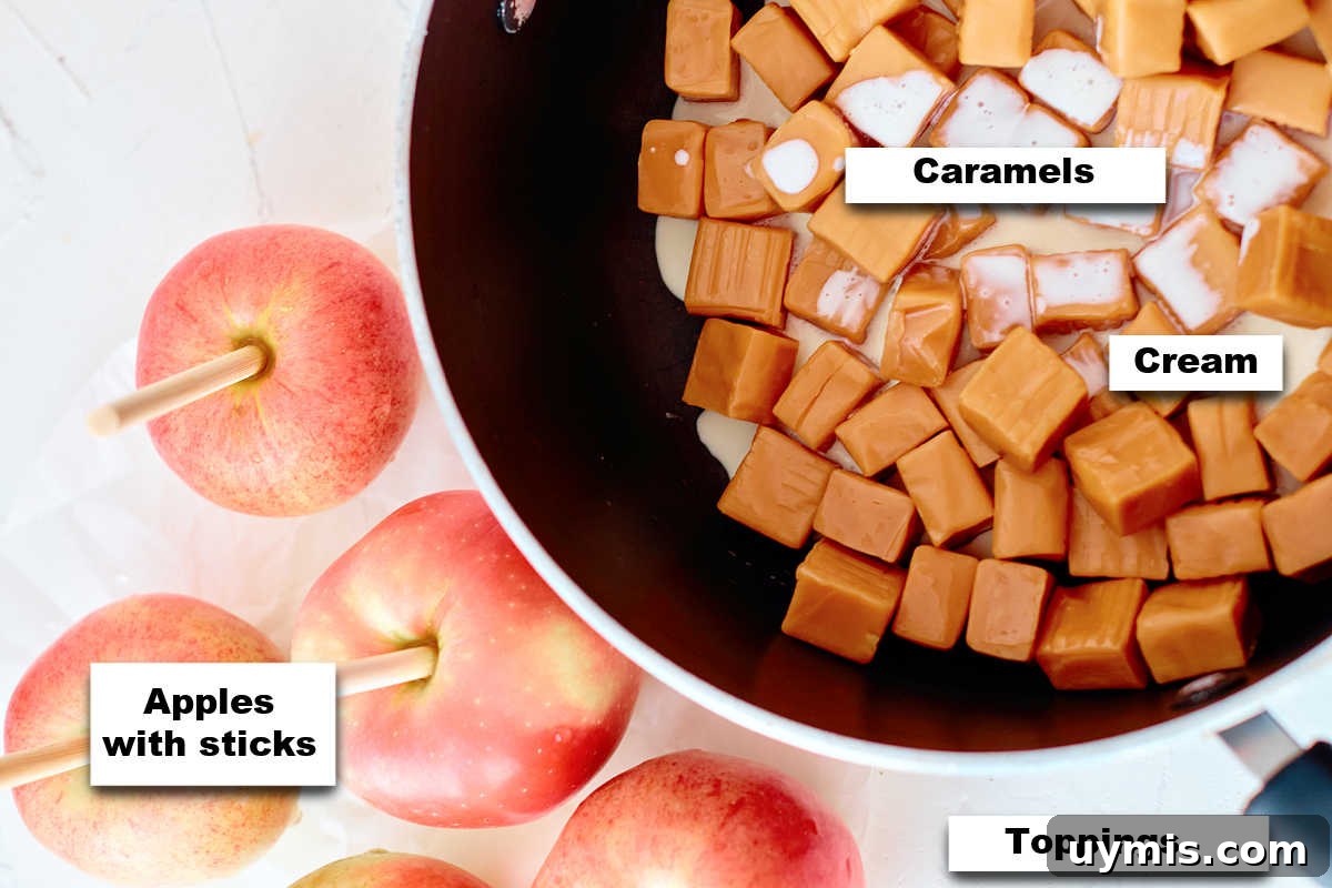 How to Make Caramel Apples: Classic Fall Recipe 3 Ingredients for apples on a stick.