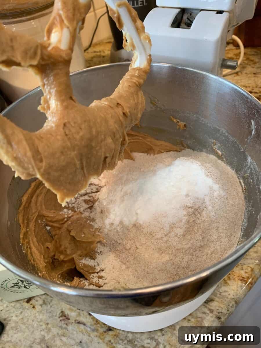 Classic Chewy Peanut Butter Cookies Recipe 4 Peanut butter cookie ingredients in a mixer.