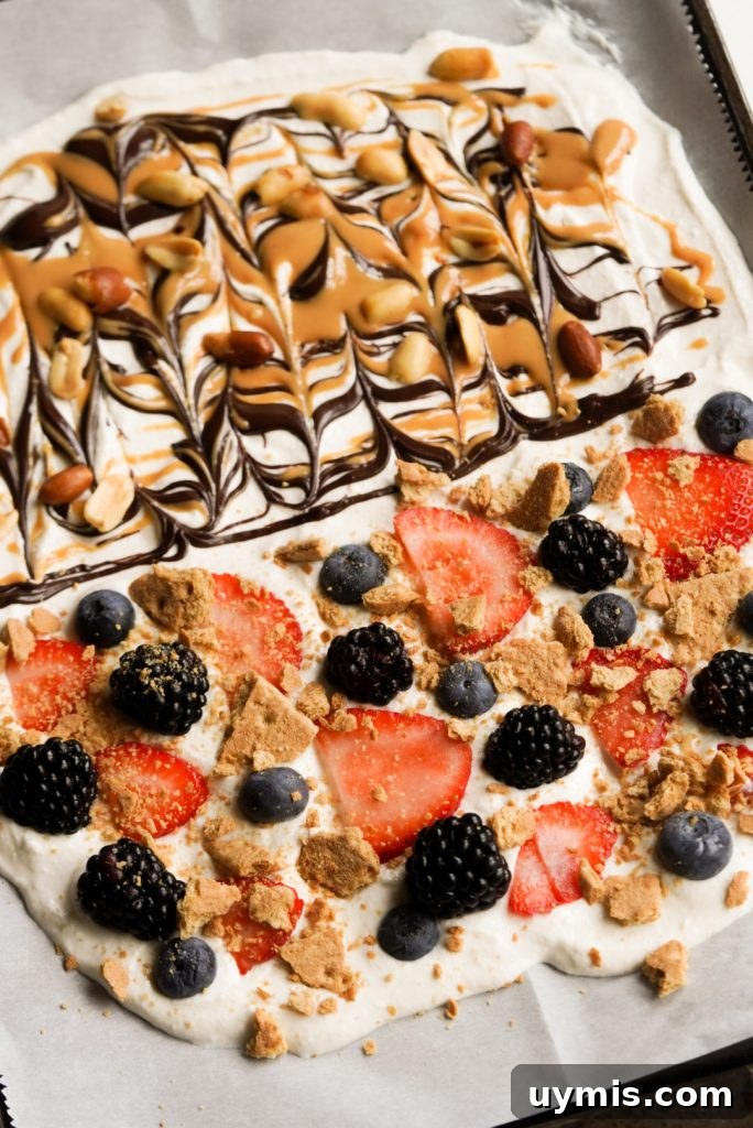 Viral High Protein Frozen Cottage Cheese Bark 8 cottage cheese frozen bark before freezing