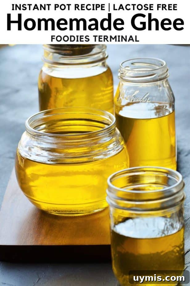 Instant Pot Ghee Recipe: Homemade Clarified Butter 5 traditional Indian ghee in transparent glass jars