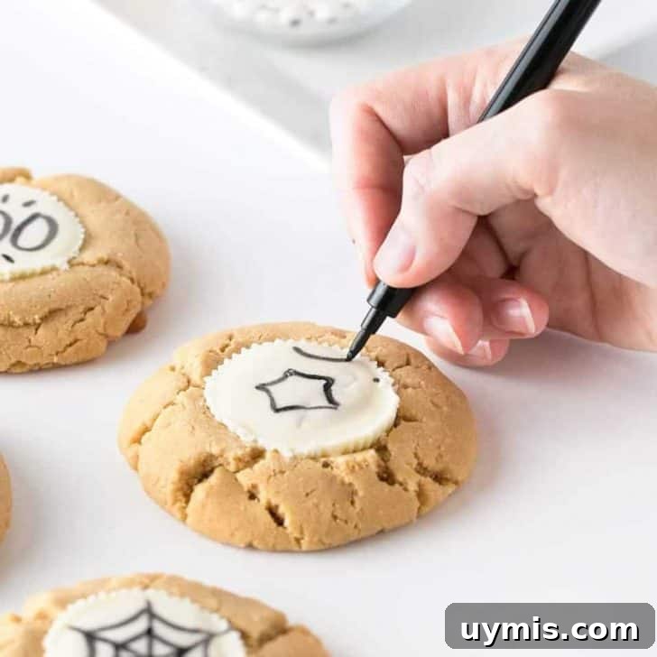 Halloween Eyeball Cookies with Peanut Butter Cups 5 Black edible food marker