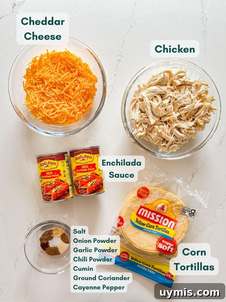 An overhead image of labeled recipe ingredients.