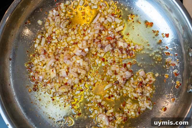Cooking the shallot