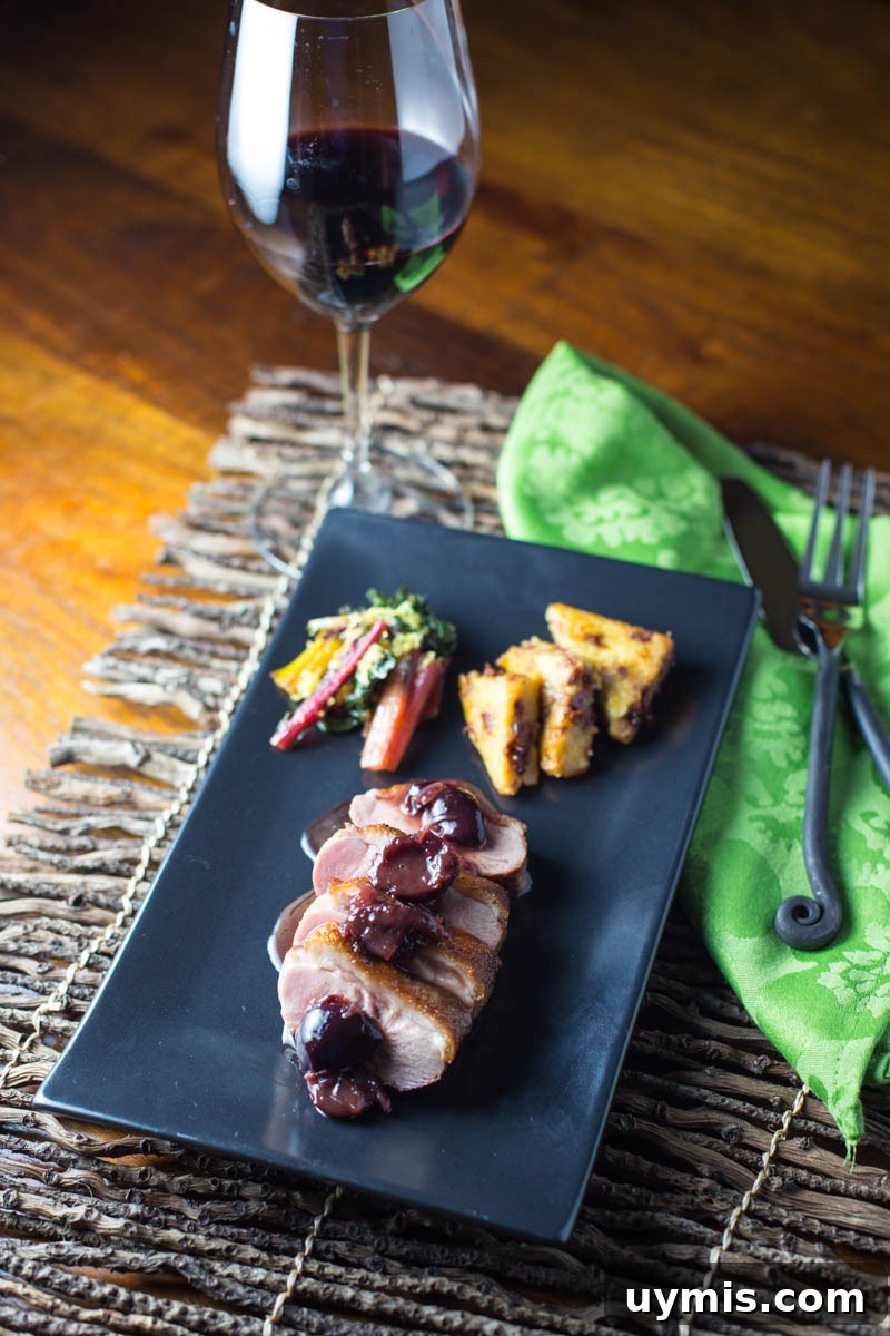 Big Green Egg Duck Breast with Crispy Seared Skin 11 Plated Big Green Egg seared duck breast