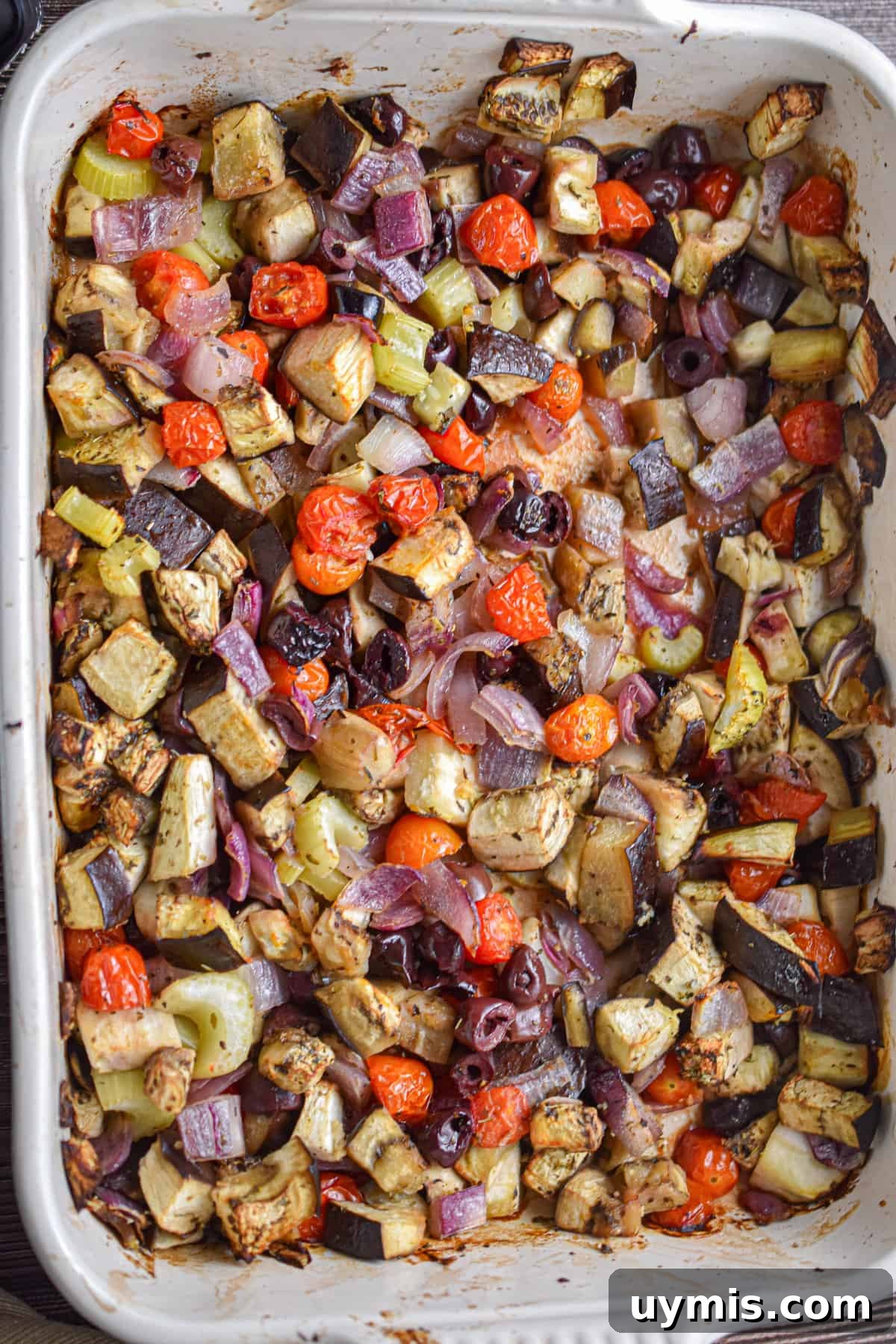 Creamy Greek Baked Pasta with Feta 7 The roasted vegetables are out of the oven.