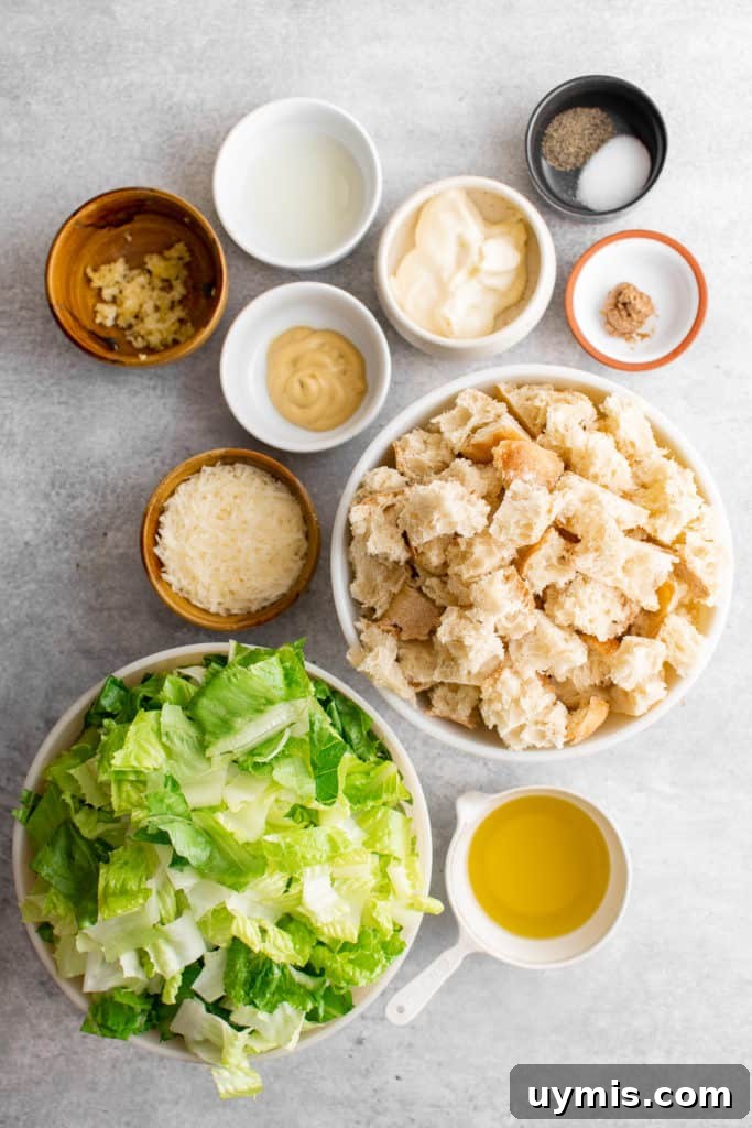 Homemade Caesar Salad Recipe with Classic Parmesan Dressing 3 Ingredients needed for Caesar salad.
