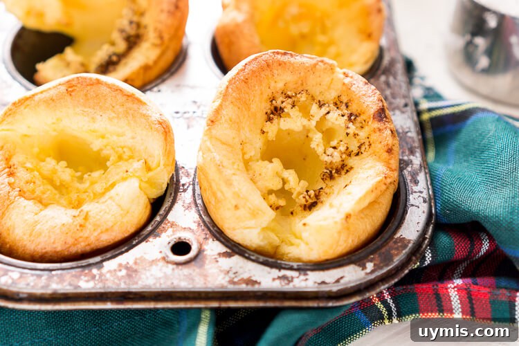 Classic Yorkshire Pudding Recipe 3 Golden Yorkshire Pudding Popovers baked in a muffin pan