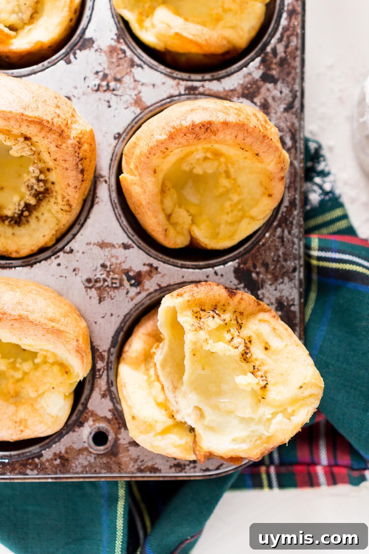 Classic Yorkshire Pudding Recipe 8 Finished Yorkshire Pudding Popovers ready to serve