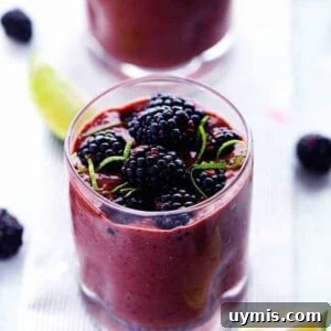 Blackberry lime green smoothie.