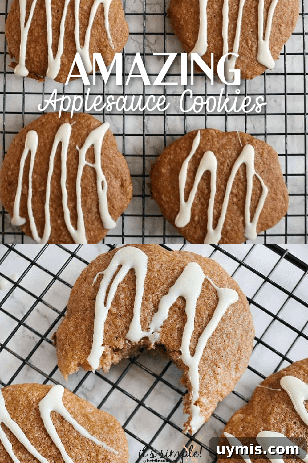 Soft Applesauce Cookies with Cinnamon 3 applesauce cookies with glaze