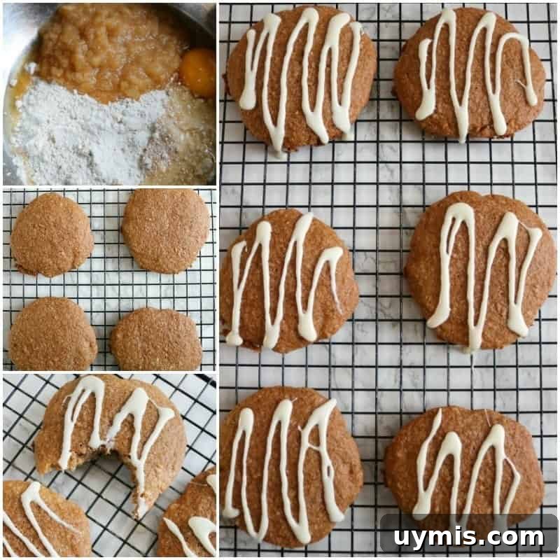 Soft Applesauce Cookies with Cinnamon 4 fall cookie recipes on wire rack