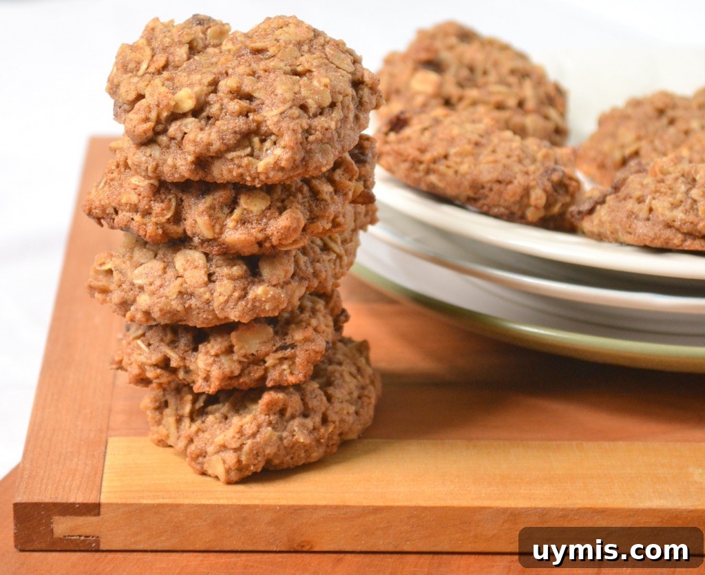 Spelt Oatmeal Raisin Cookies Spelt oatmeal raisin cookies on a plate