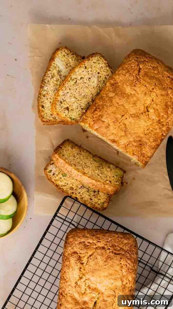 Moist Banana Zucchini Bread Recipe 3 Two loaves of banana zucchini bread cooling.