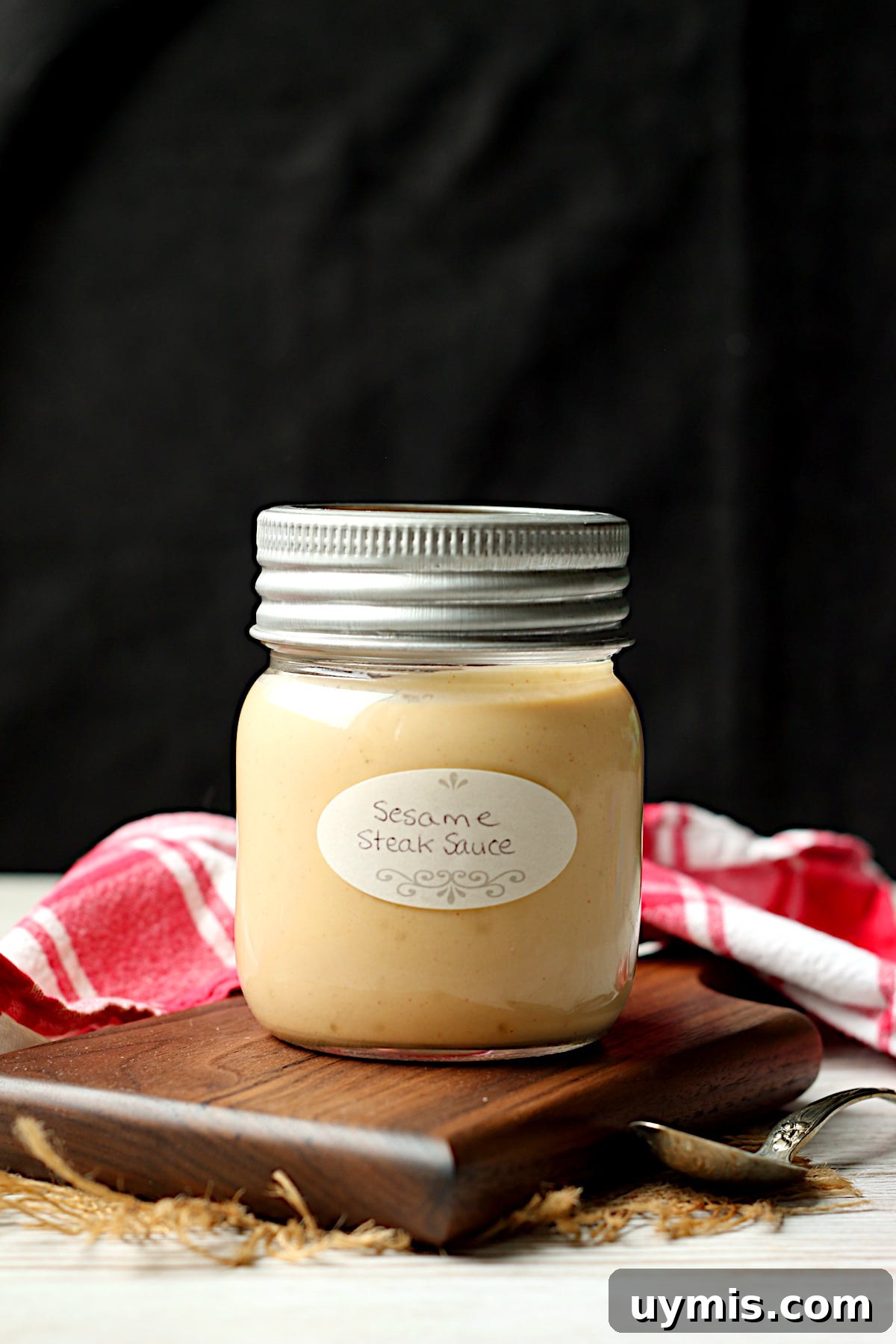 Sesame Steak Sauce Recipe Sawmill Copycat 2 Sesame steak sauce in a small jar.