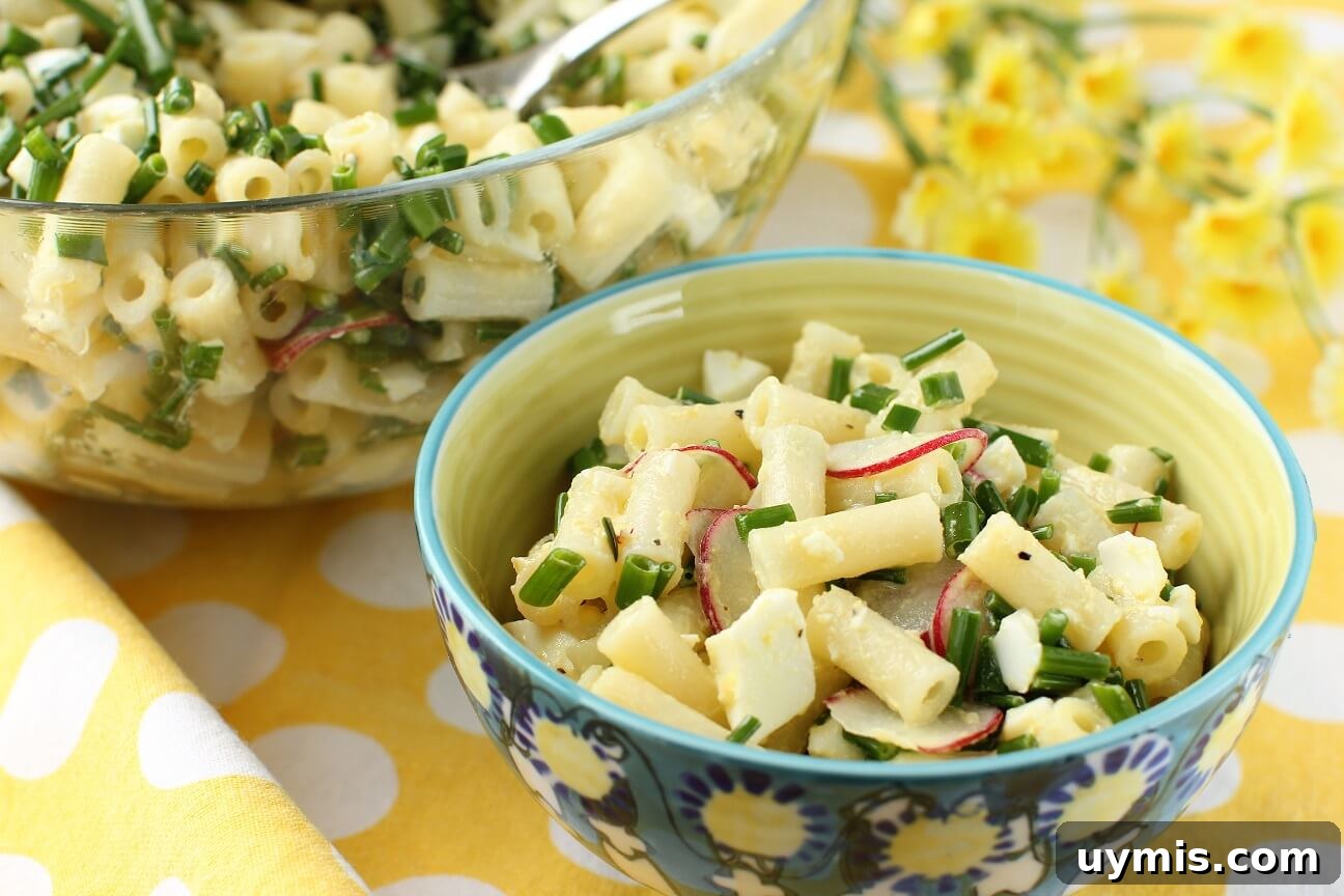Spring Chive and Egg Pasta Salad Recipe 14 A small serving of chive & egg pasta salad