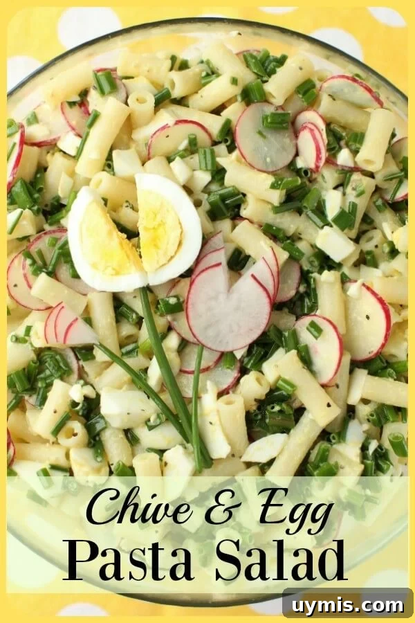 Spring Chive and Egg Pasta Salad Recipe 15 Chive & Egg Pasta Salad is crunchy, creamy, and fresh.
