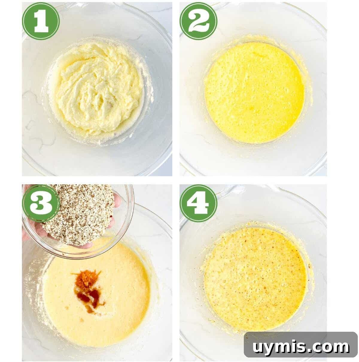 Italian Almond Cake Recipe with Tender Crumb 6 All steps in making cake batter