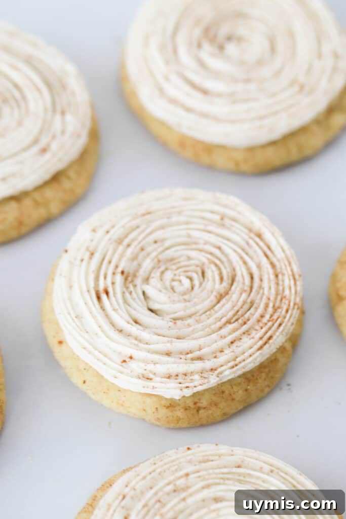 Fall Spice Snickerdoodle Cookies with Cinnamon Sugar 5 Picture of soft pumpkin spice Cookies with pumpkin spice frosting