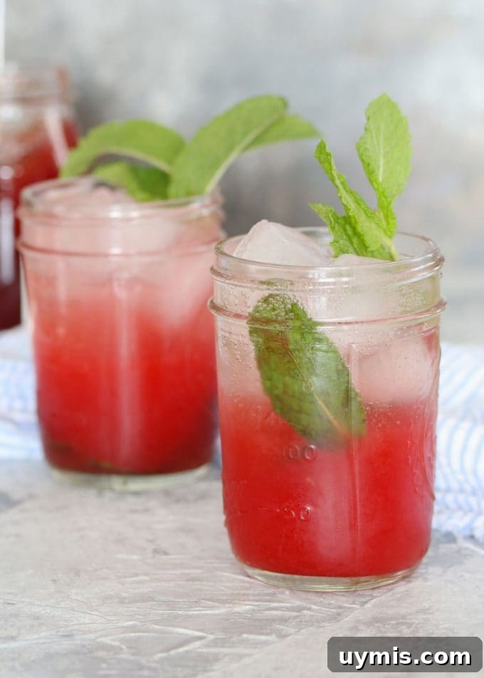 Strawberry Jam Cocktail with Fresh Mint 2 2 mint strawberry jam cocktails