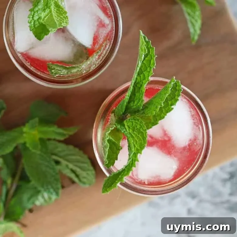 Strawberry Jam Cocktail with Fresh Mint 8 This strawberry mint jam cocktail is perfect for summer parties and barbecues.